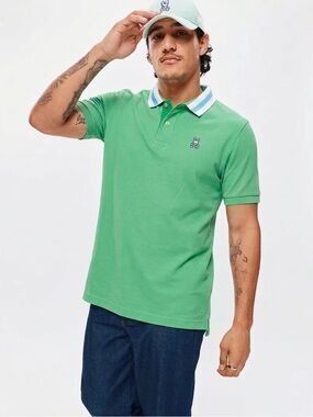 109 PSYCHO BUNNY Men's Alva Short Sleeve Polo Shirt - Green, Small